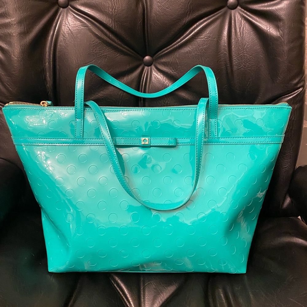 Kate Spade Teal Polka Dot Tote